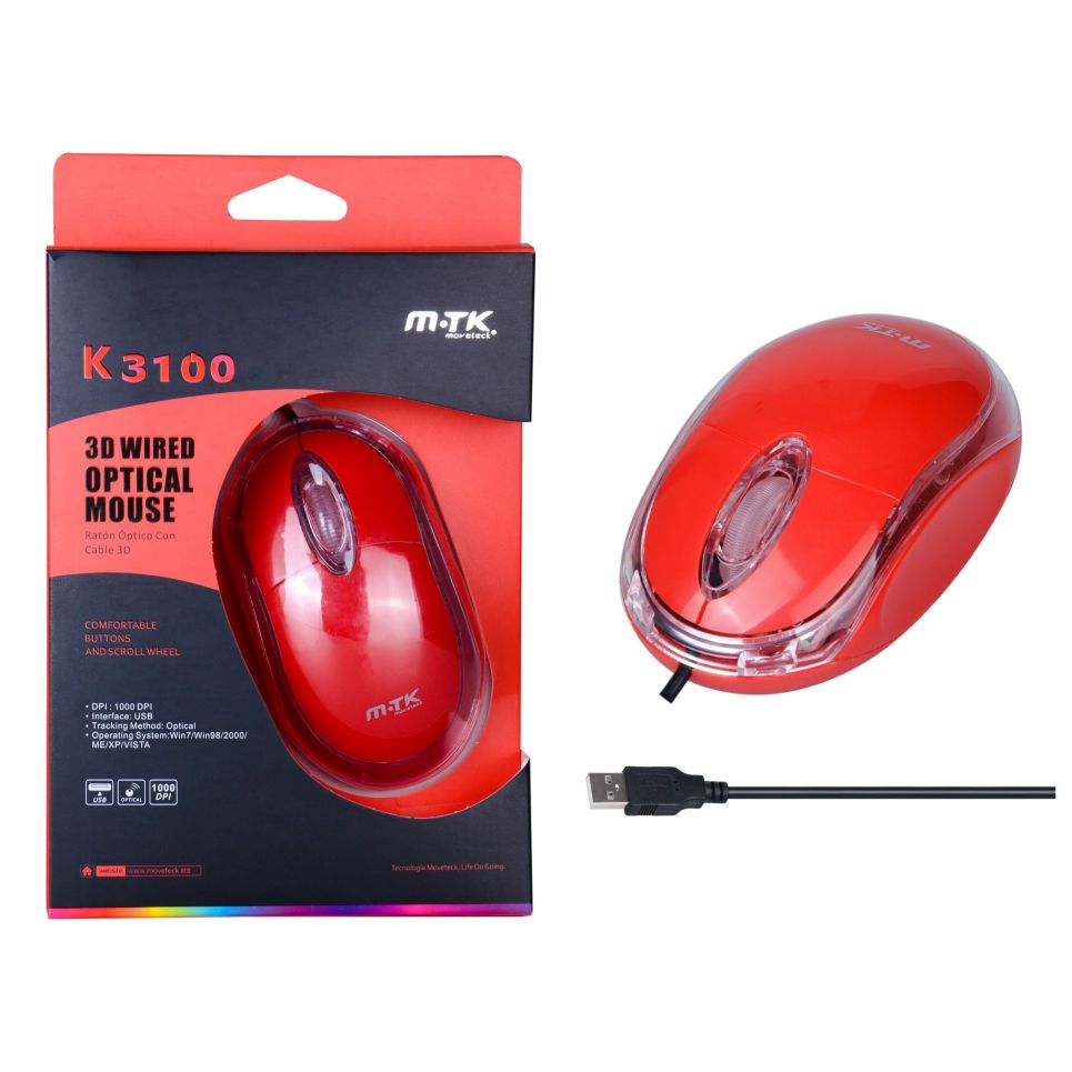 Raton Optico Dinker K3100 Rojo Mtk